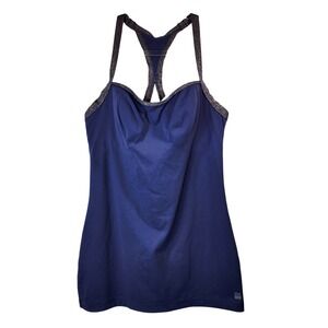 Victoria's Secret VSX Sport Tank Top 34C Blue Glitter Racerback Activewear